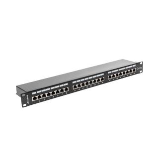 Patch Panel 24 Port 1U Kat.5E czarny ekranowany