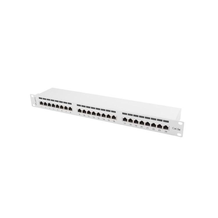 Patch Panel 24 Port 1U Kat.5E szary ekranowany