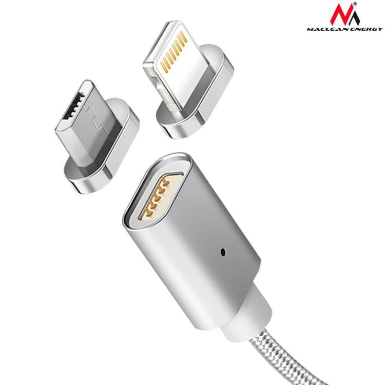 Kabel micro USB magnetyczny silver MCE160 - Quick & Fast Charge