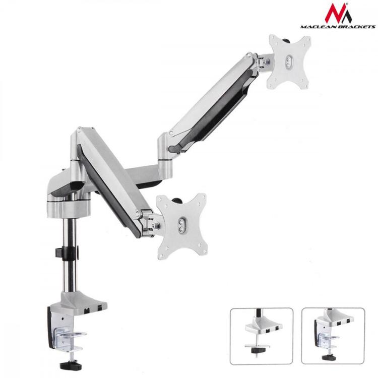 Uchwyt biurkowy na dwa monitory ze sprężyną 13"-32" 9kg MC-765