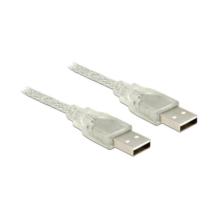 Kabel USB-A - USB-A M/M 3m 2.0 Przezroczysty