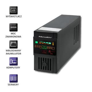 Zasilacz awaryjny UPS MONOLITH | 600VA | 360W | LCD | USB