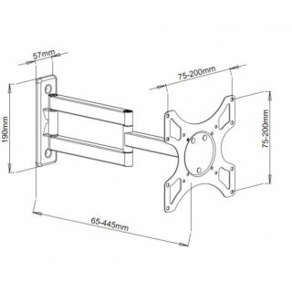 Uchwyt ścienny LCD/LED 19-37cali podwójne ramię, 25kg, czarny