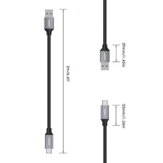 CB-CD3 nylonowy kabel Quick Charge USB C-USB 3.0 | 2m | 5 Gbps | 3A | 60W PD | 20V