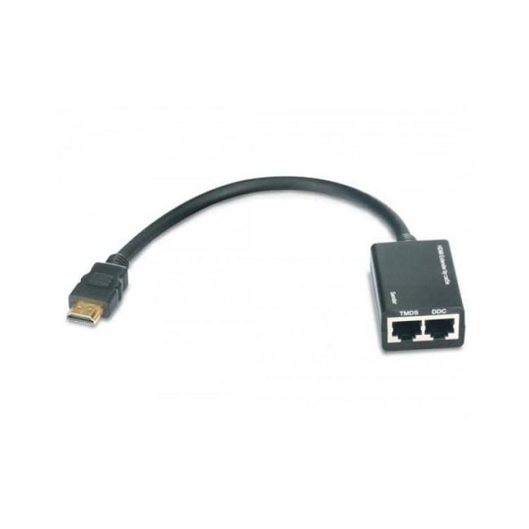 Extender HDMI po skrętce Cat.5e/6 do 30m, czarny