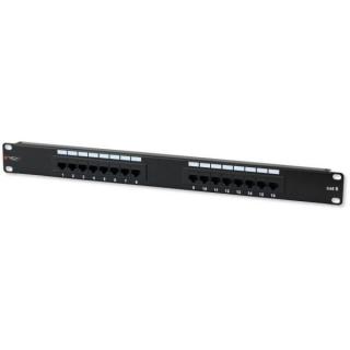 Patch panel 1U UTP 16xR J45 Cat.6, czarny