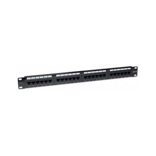 Patch panel 1U UTP 24xR J45 Cat.5e, czarny