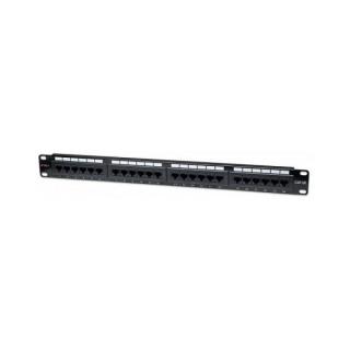 Patch panel 1U UTP 24xR J45 Cat.5e, czarny