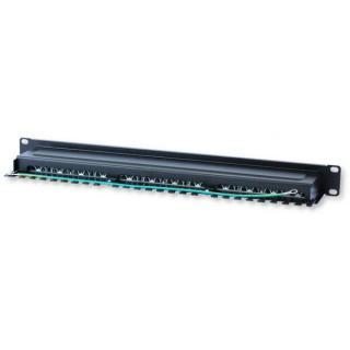 Patch panel 1U STP 24xR J45 Cat.6, czarny z tacką