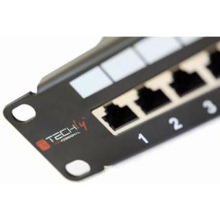 Patch panel 1U STP 24xR J45 Cat.6, czarny z tacką