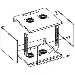 Szafa wisząca ECO 19cali 6U/320mm zmontowana, szklane drzwi, szara