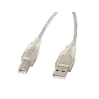 Kabel USB 2.0 AM-BM 1.8M Ferryt przezroczysty