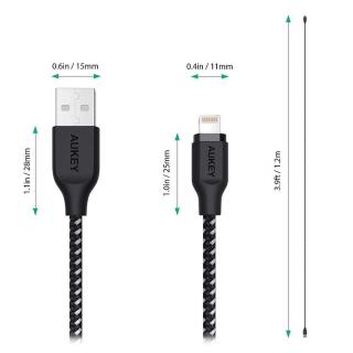 CB-AL1 Black nylonowy kabel Quick Charge Lightning-USB | 1.2m | certyfikat MFi Apple