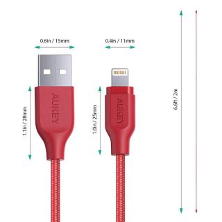 CB-AL2 Red nylonowy kabel Quick Charge Lightning-USB | 2m | certyfikat MFi Apple