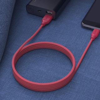 CB-AL2 Red nylonowy kabel Quick Charge Lightning-USB | 2m | certyfikat MFi Apple