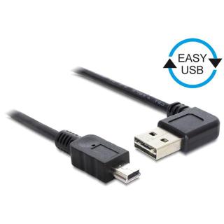 Kabel USB mini AM-BM 2.0 0.5m czarny kątowy lewo/prawo...