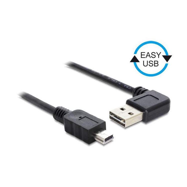 Kabel USB mini AM-BM 2.0 0.5m czarny kątowy lewo/prawo Easy-USB