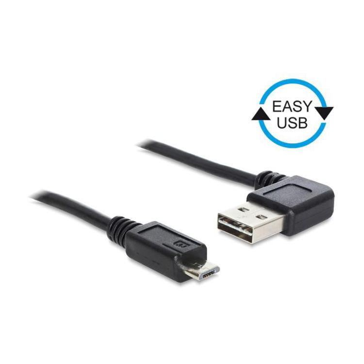 Kabel USB micro AM-BM 2.0 0.5m czarny kątowy lewo/prawo Easy USB