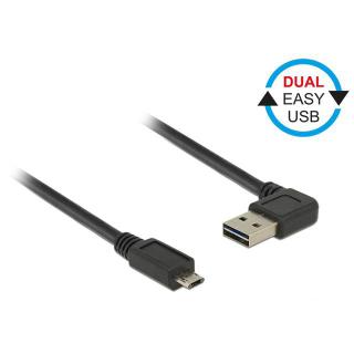 Kabel USB micro AM-BM 2.0 0.5m czarny kątowy lewo/prawo...