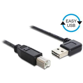 Kabel USB AM-BM 2.0 0.5m czarny kątowy lewo/prawo Easy USB