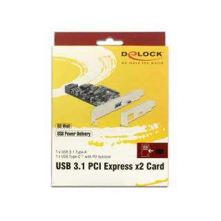 Karta PCI Express - USB 3.1 1-port + USB-C + power delivery 93W