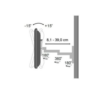 Uchwyt ścienny LCD/LED 13-30cali 15kg regulowany, srebrny