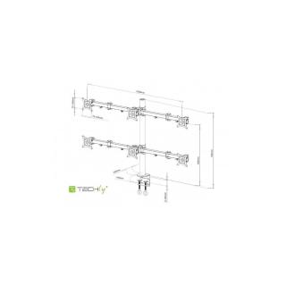 Ramię biurkowe na sześć monitorów LED/LCD 13-20cali VESA 6x10kg