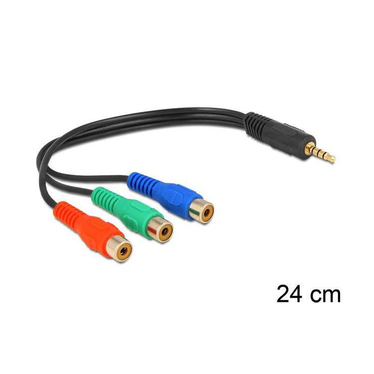 Adapter Minijack 4Pin - 3x Chinch RCA 24cm