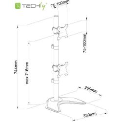 Uchwyt biurkowy LCD/LED Techly 13"-27" 20kg, 2 monitory,...