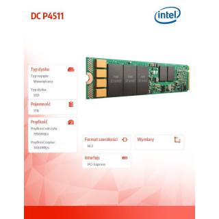 Dysk SSD DC P4511 1.0TB, M.2 110mm PCIe 3.1 x4, 3D2, TLC...