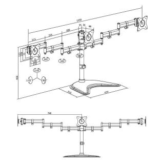 Uchwyt na 3 monitory 13-27, max. 8kg