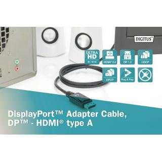 Kabel adapter DisplayPort 1.2 z zatrzaskiem 4K 60Hz UHD Typ DP/HDMI A M/M 1m Czarny