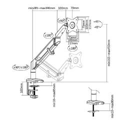 Uchwyt biurkowy LCD/LED Techly 17"-32" do 9kg Amortyzator gazowy