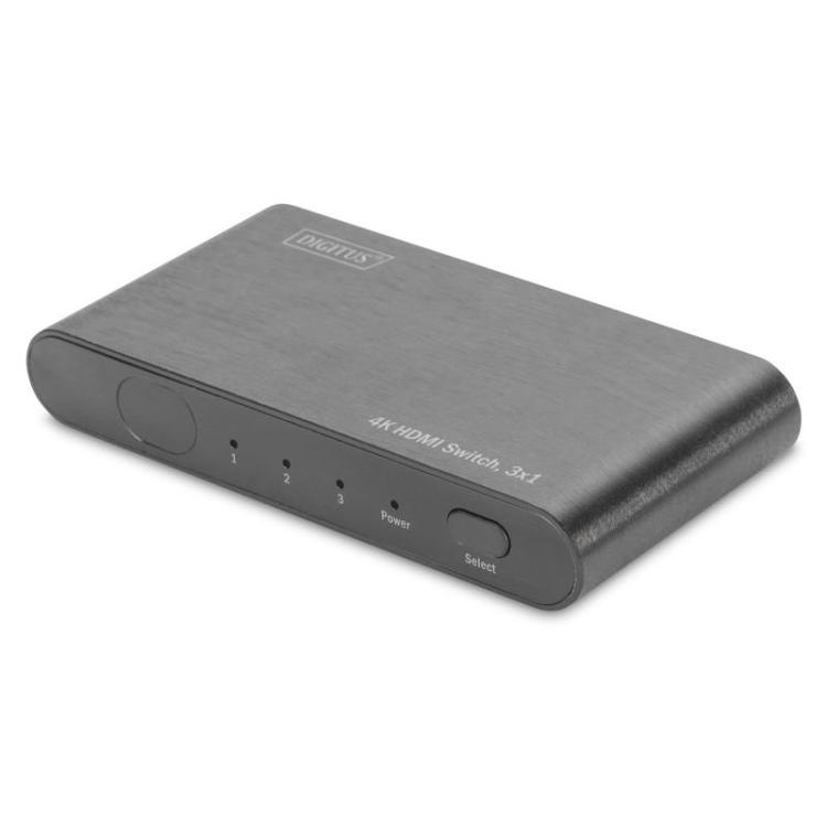 Przełącznik/Switch HDMI 3-portowy, 4K 60Hz UHD 3D HDR, HDCP 2.2, audio