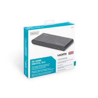 Przełącznik/Switch HDMI 5-portowy, 4K 60Hz UHD 3D HDR, HDCP 2.2, audio