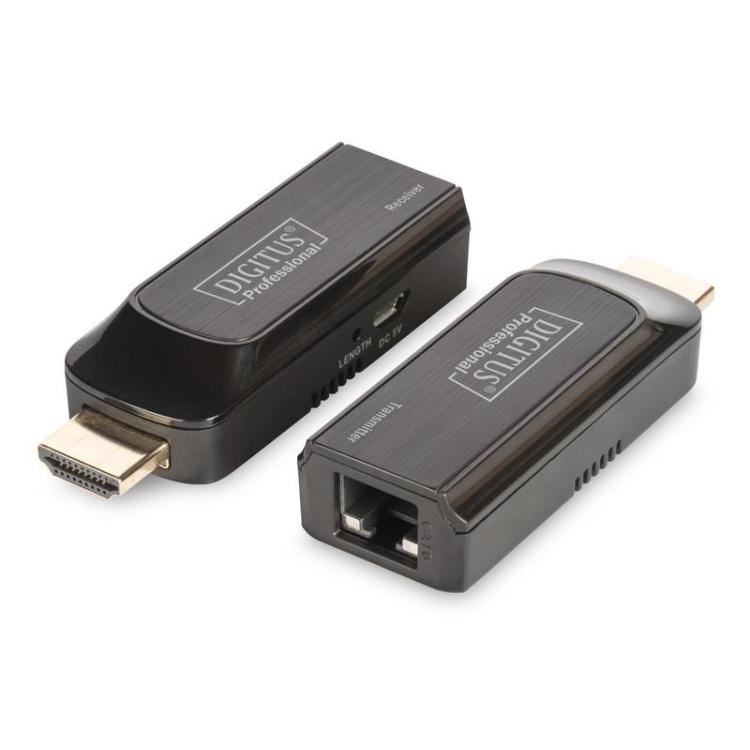 Mini Przedłużacz/Extender HDMI do 50m po skrętce Cat.6/7, 1080p 60Hz FHD, HDCP 1.2, z audio (zestaw)