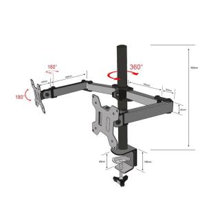 Uchwyt TB-MO2 do dwóch monitorów dwuramienny do 27" 10kg VESA 100