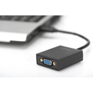 Adapter graficzny VGA 1080p FHD na USB 3.0, aluminiowy, czarny