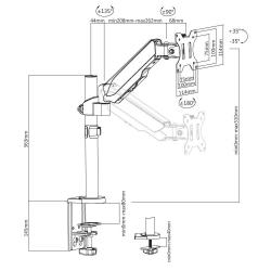 Uchwyt biurkowy Techly 17"-32", 1-8kg sprężyna gazowa