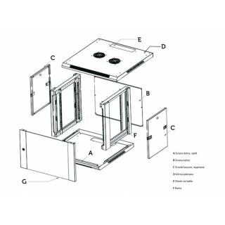 Szafka wisząca rack 4U 600x450 czarna szklane drzwi