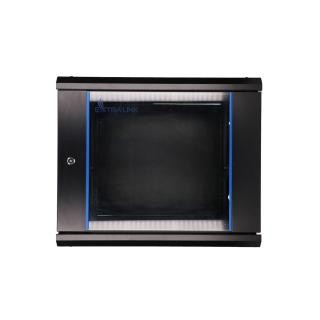 Szafka wisząca rack 9U 600x600 czarna szklane drzwi