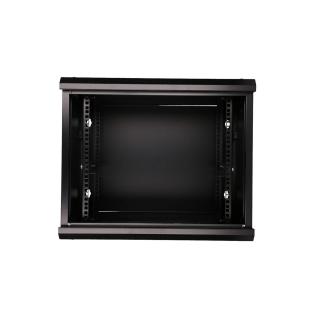 Szafka wisząca rack 9U 600x600 czarna szklane drzwi