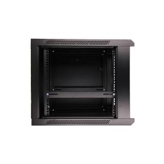 Szafka wisząca rack 9U 600x600 czarna szklane drzwi