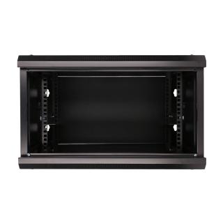 Szafka wisząca rack 6U 600x450 czarna szklane drzwi