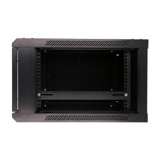 Szafka wisząca rack 6U 600x600 czarna szklane drzwi