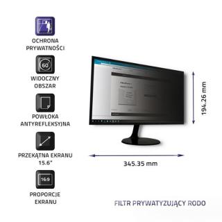 Filtr prywatyzujący RODO | 15,6 cala | 16:9