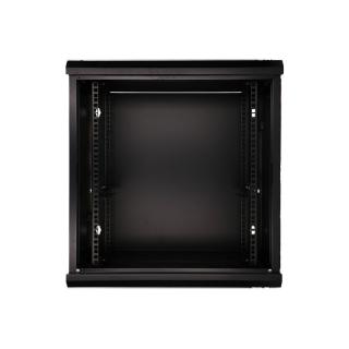 Szafka wisząca rack 12U 600x450 czarna szklane drzwi