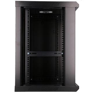 Szafka wisząca rack 12U 600x450 czarna szklane drzwi