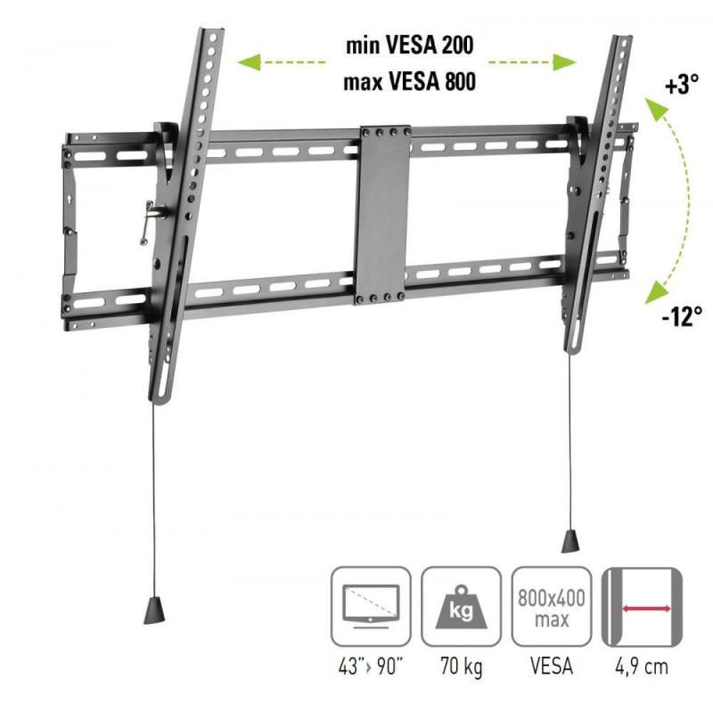 Uchwyt ścienny Techly 43"-90", 70kg slim