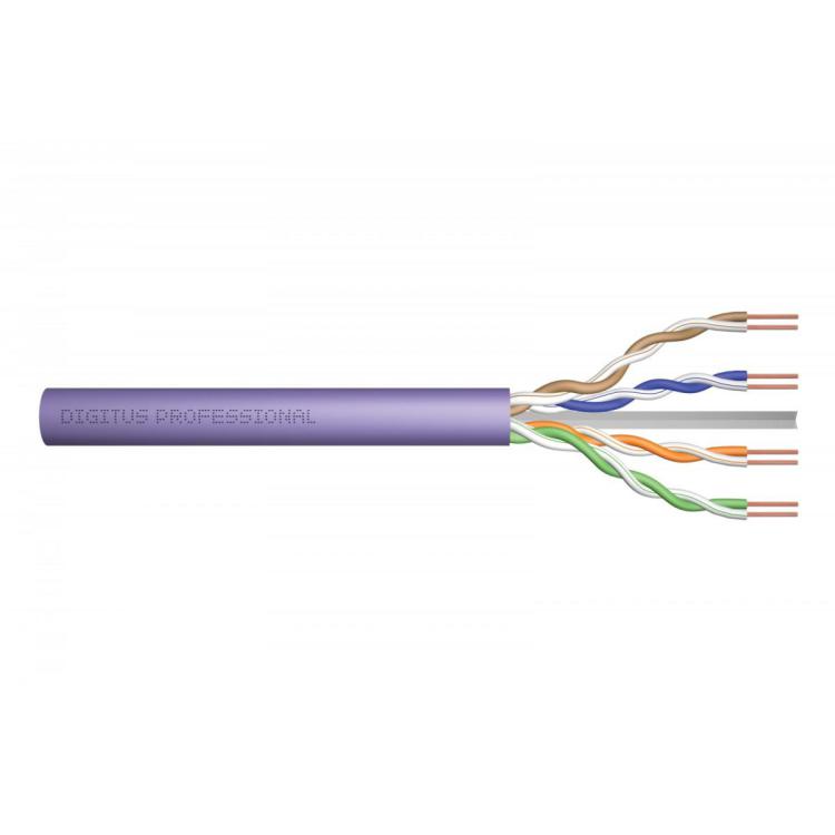 Kabel teleinformatyczny instalacyjny kat.6, U/UTP, Eca, drut, AWG 24/1, PVC, 305m, fioletowy, karton